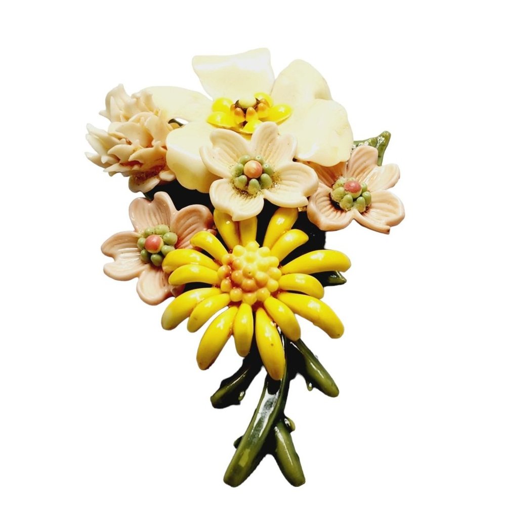 Estate Early Celluloid Flower Brooch (A1615)